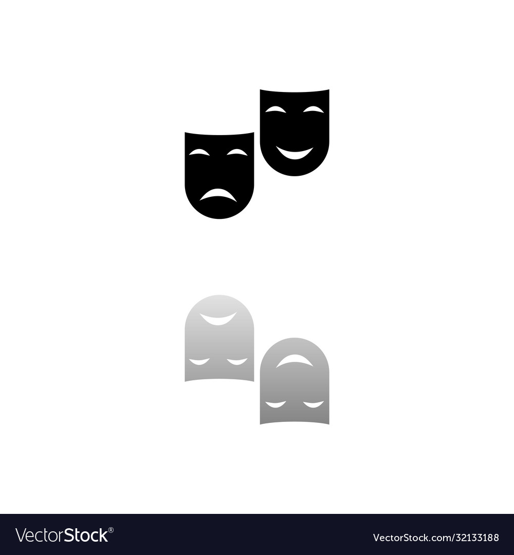 Comedy and tragedy theatrical masks icon flat Vector Image