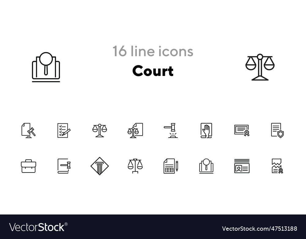 Court line icon set