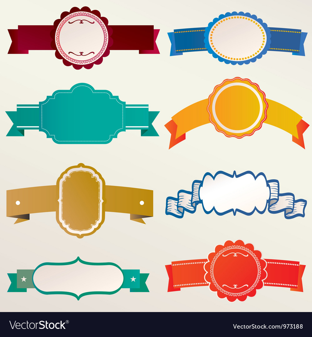 Frame labels ribbon set vintage Royalty Free Vector Image