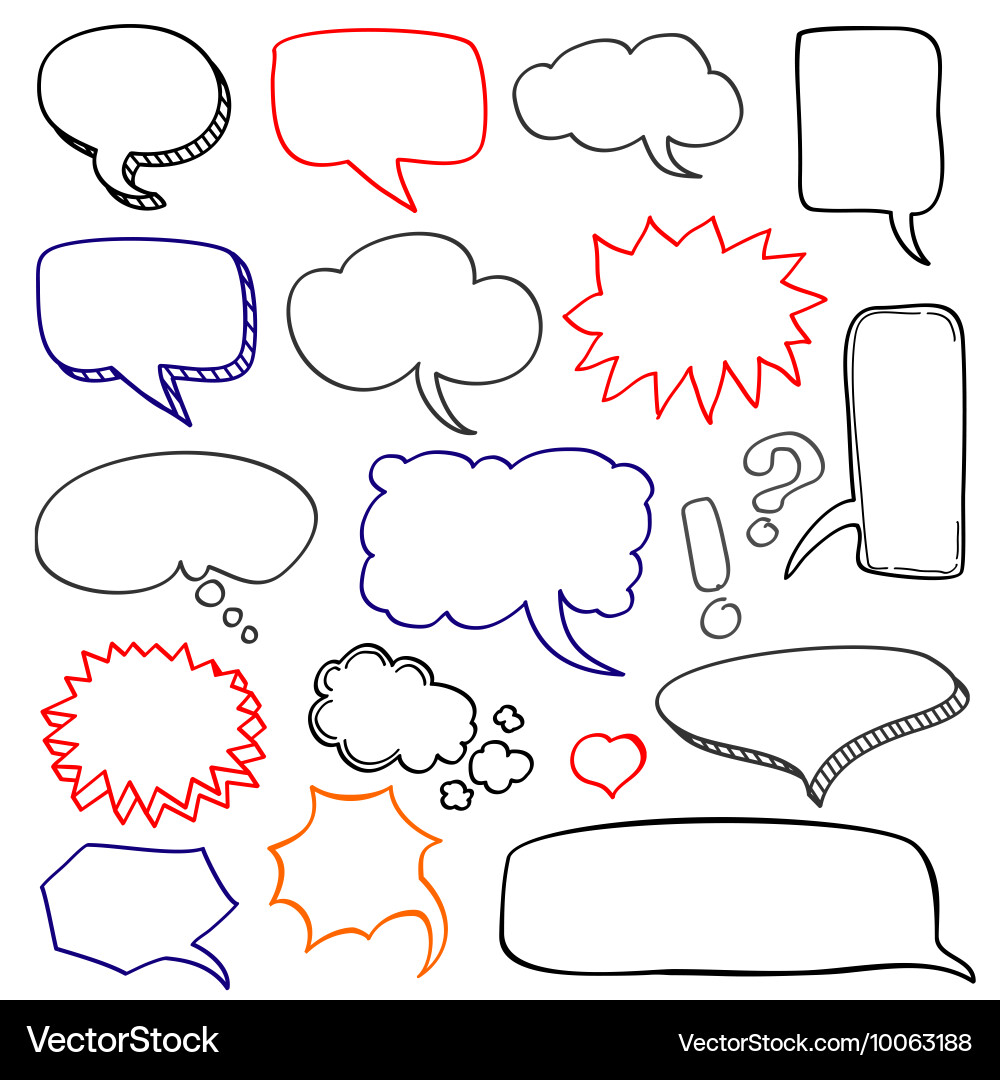 Hand drawn speech bubbles cloud doodle set Vector Image