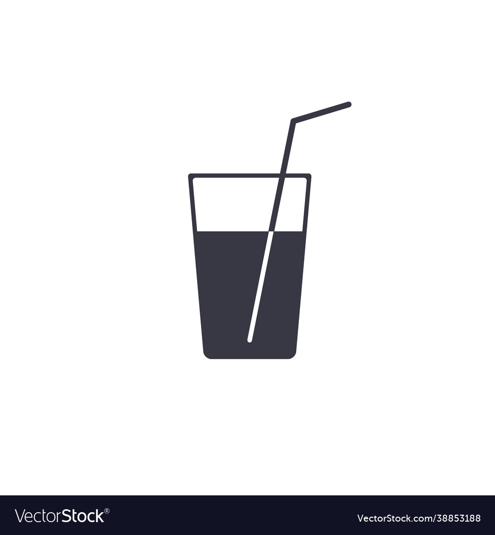 Juice glass with a straw icon isolated flat design