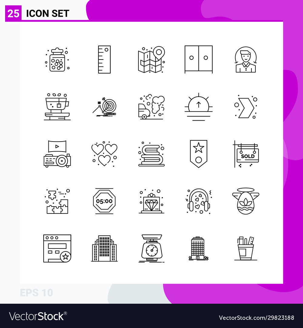 Line icon set pack 25 outline icons isolated