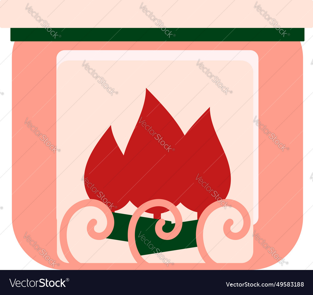 Merry christmas burning fireplace flat design