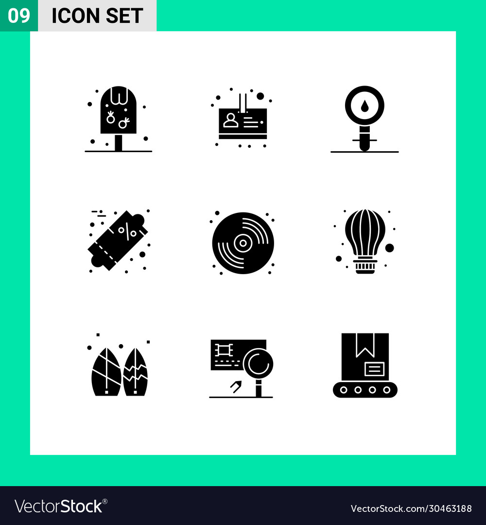 Mobile interface solid glyph set 9 pictograms