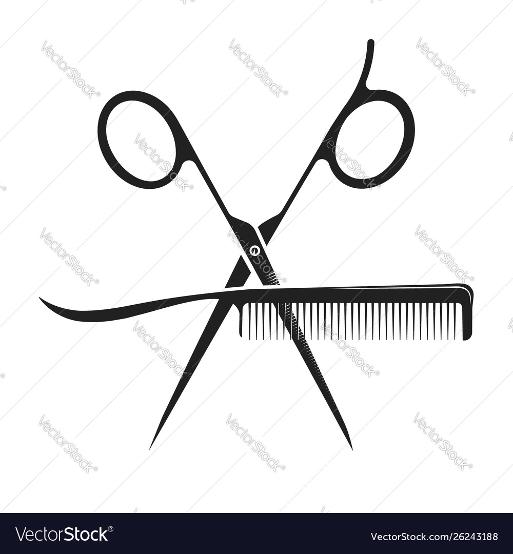 Scissors and comb for hair cutting Royalty Free Vector Image