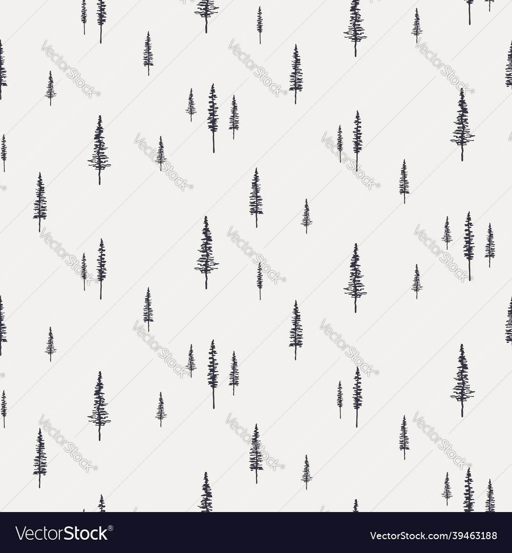 Spruce fir trees minimal seamless pattern