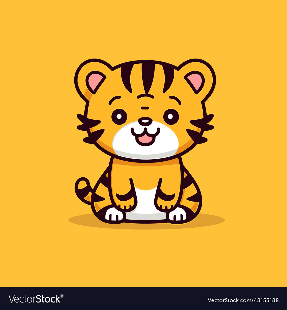 Tiger tiger hand-drawn comic cute doodle style Vector Image