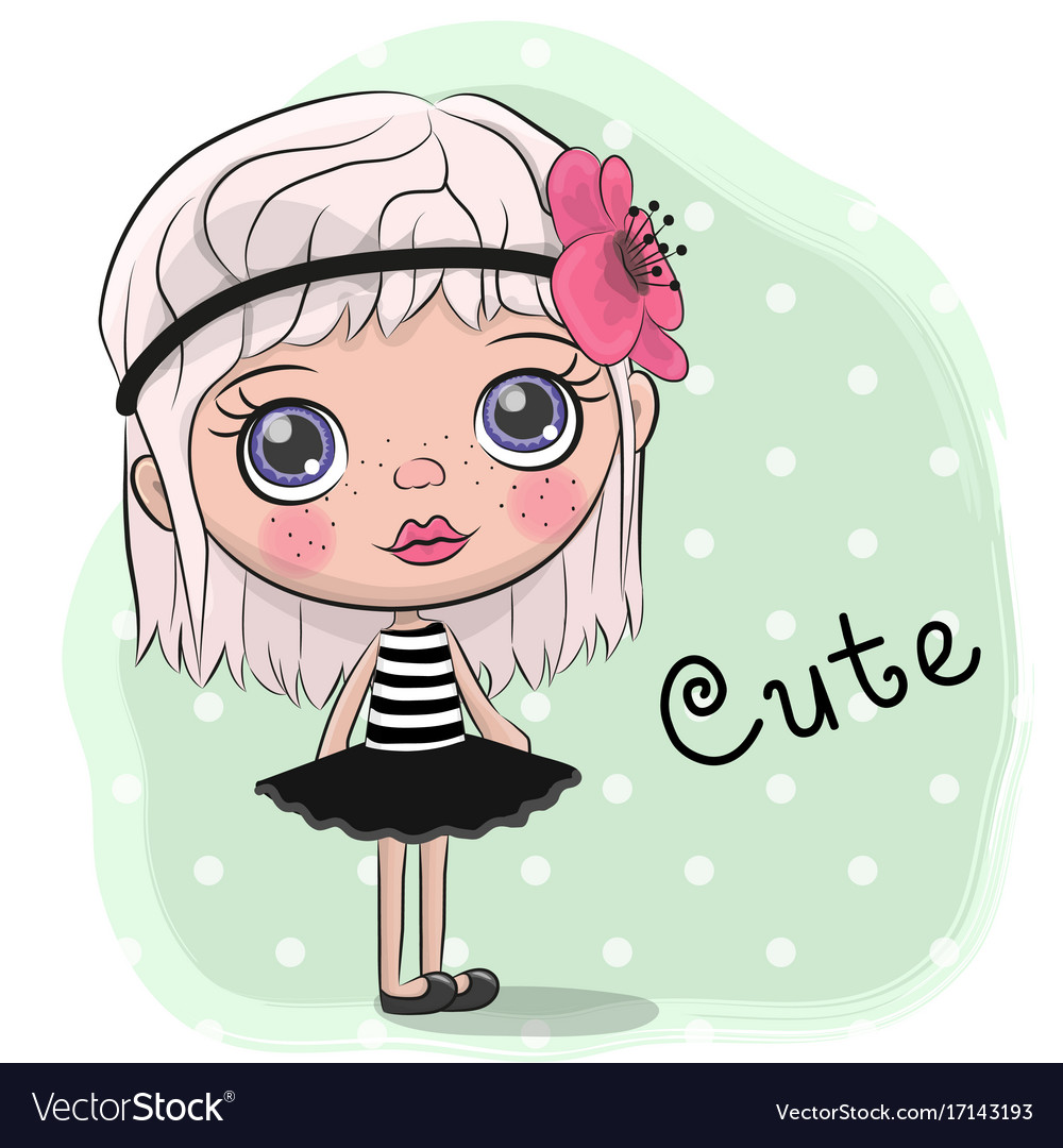 Cute cartoon girl with a flower Royalty Free Vector Image