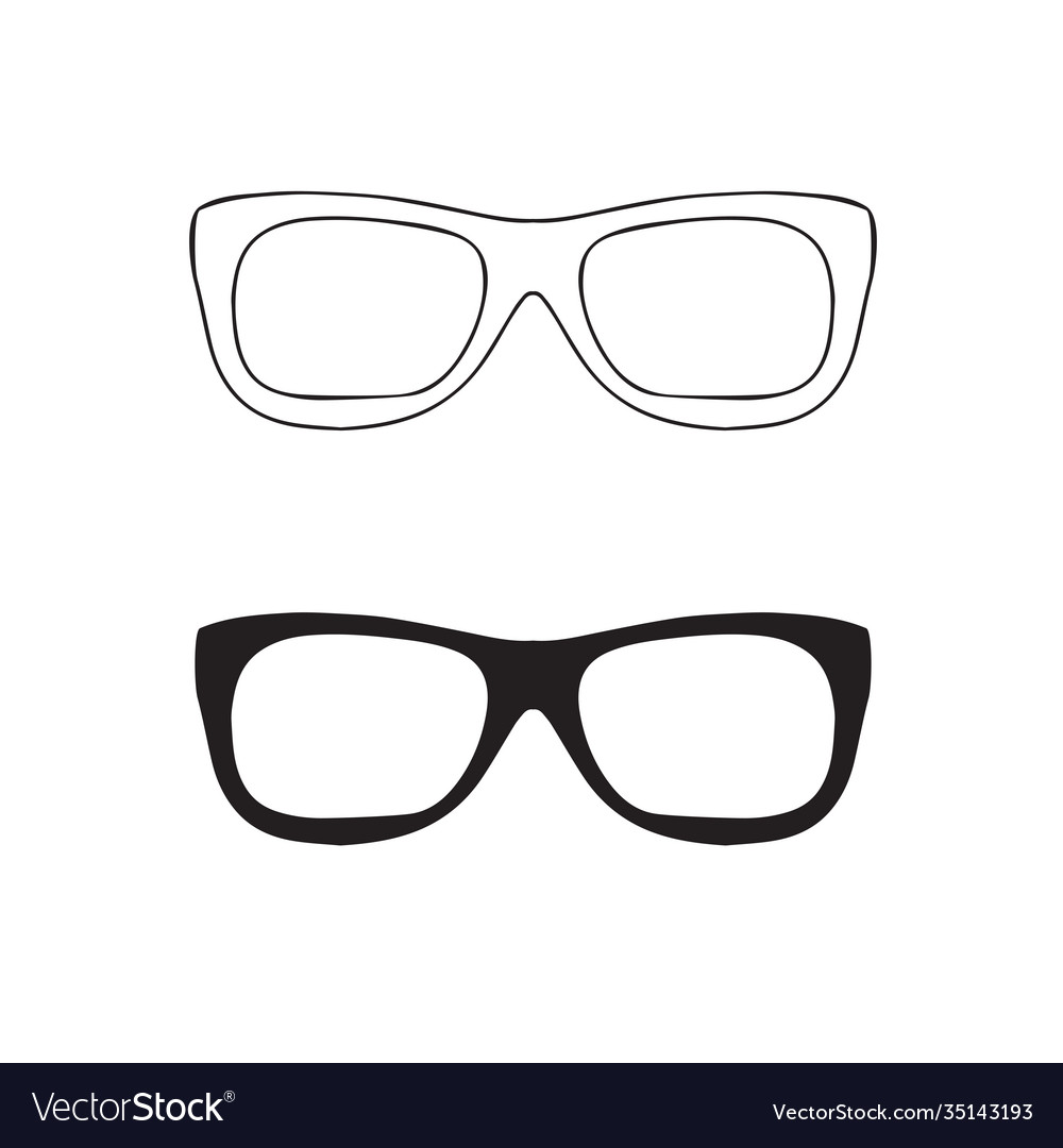 Hand drawn glasses outline set Royalty Free Vector Image