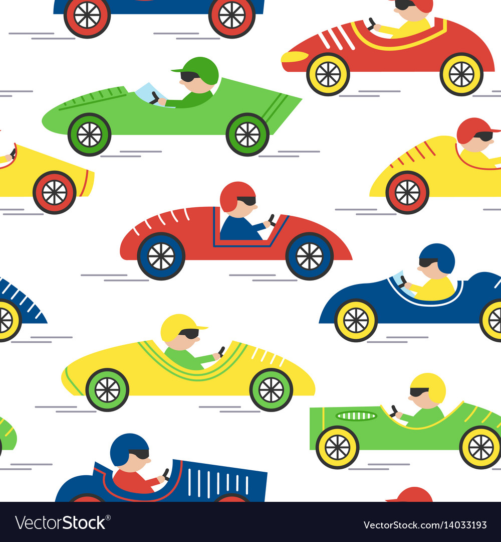 Race retro sport car seamless pattern