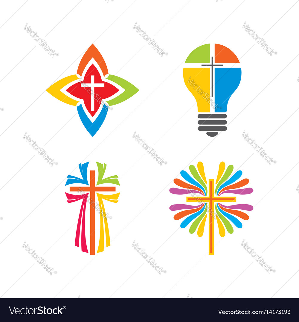 set of christian logos royalty free vector image