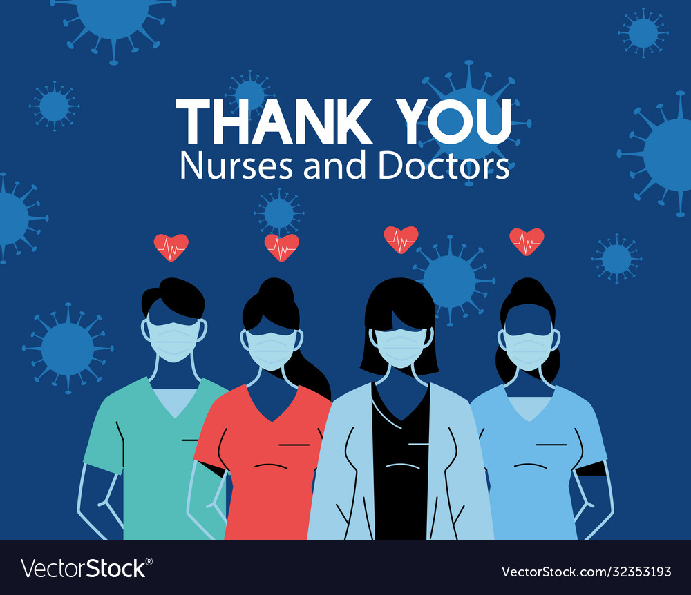 Thanks to doctors and nurses who work Royalty Free Vector