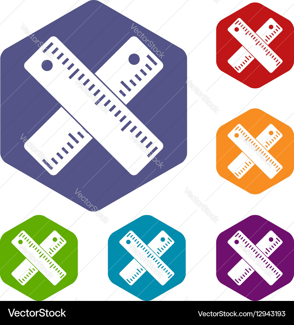 Two crossed rulers icons set Royalty Free Vector Image