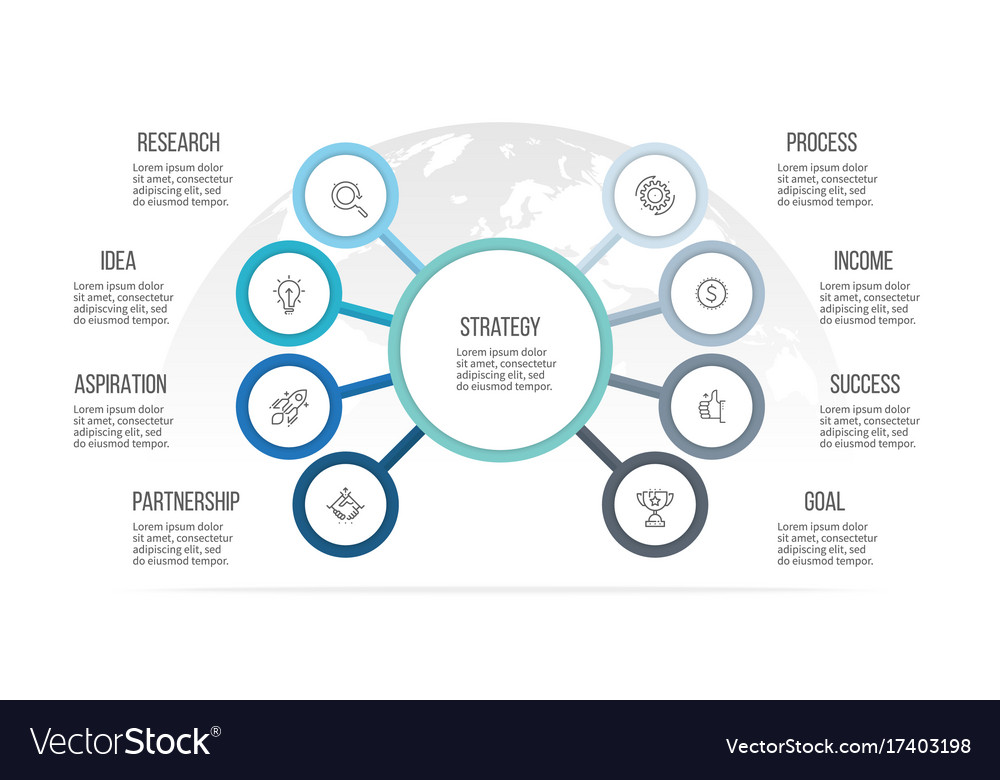 Business infographic organization chart with 8 Vector Image