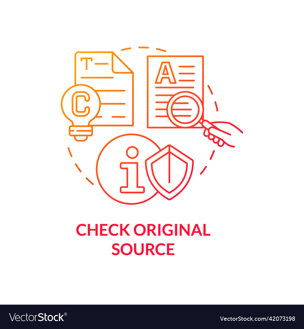Check original source red gradient concept icon Vector Image