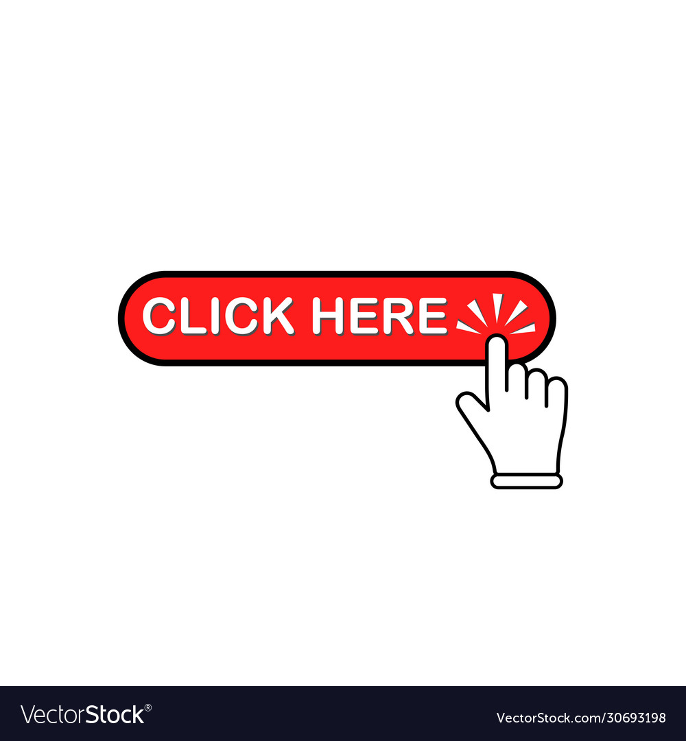 Click here button in red with mouse pointer hand