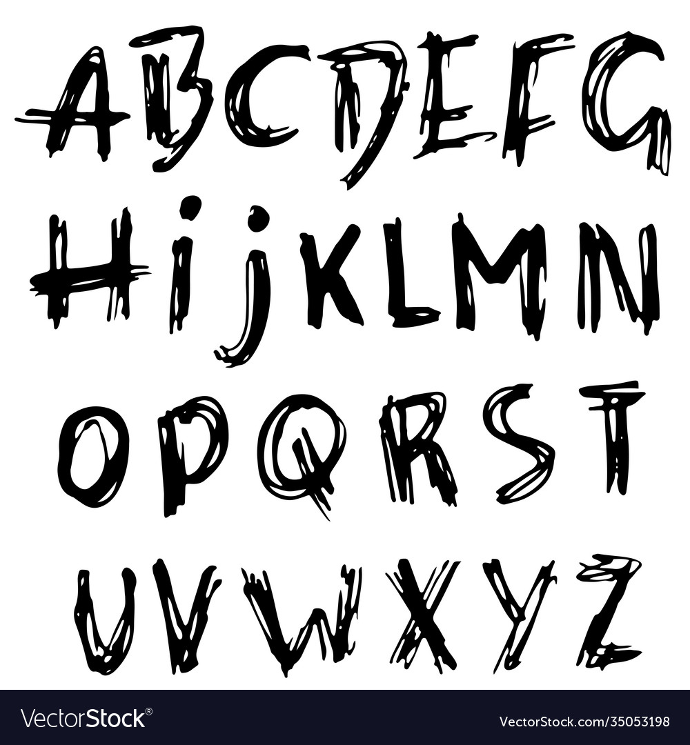 Simple pen alphabet modern grunge font