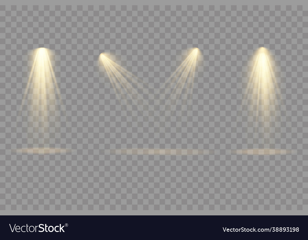 Spotlight projector light effect with yellow rays Vector Image