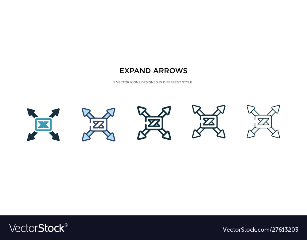 Expand arrows icon in different style two Vector Image