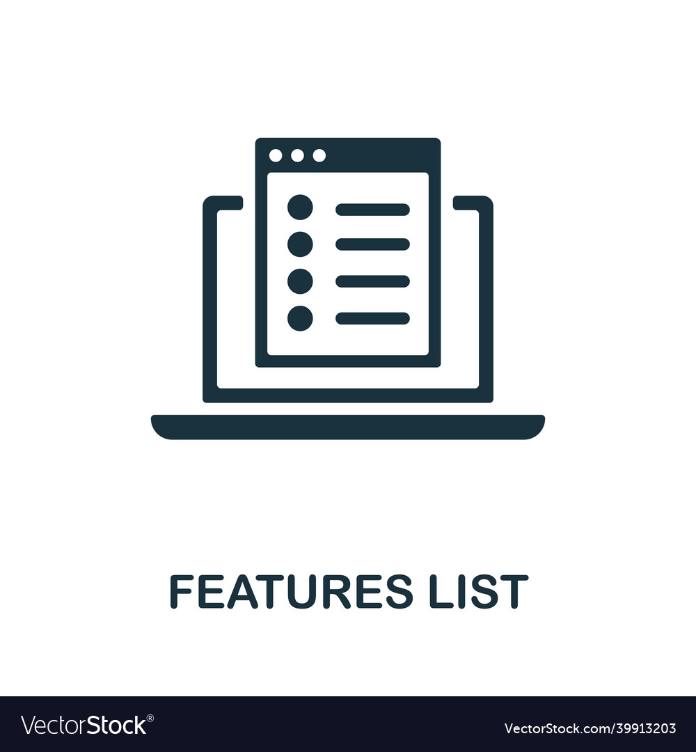 Features list icon monochrome sign from graphic