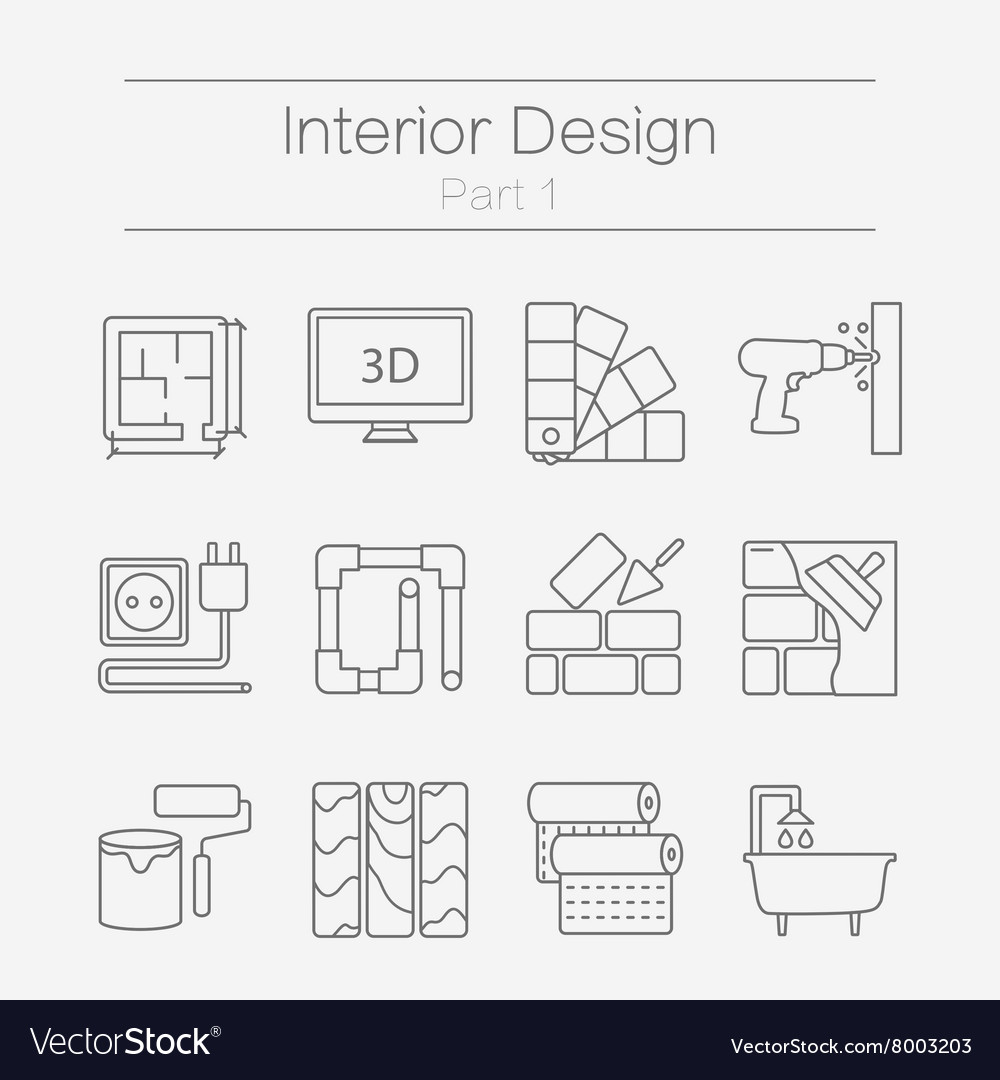 Interor design icons isolated