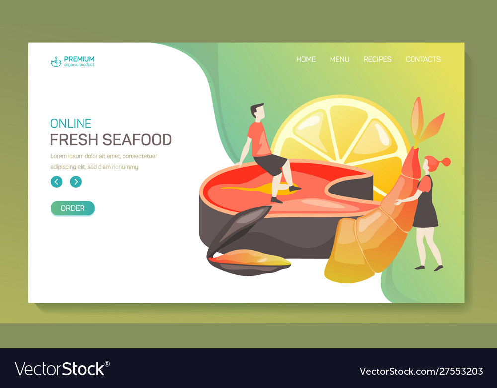 Landing page for seafood online order app