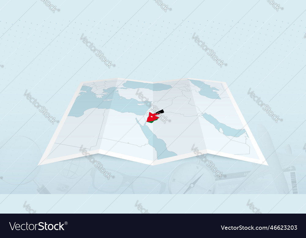 Map of jordan with the flag