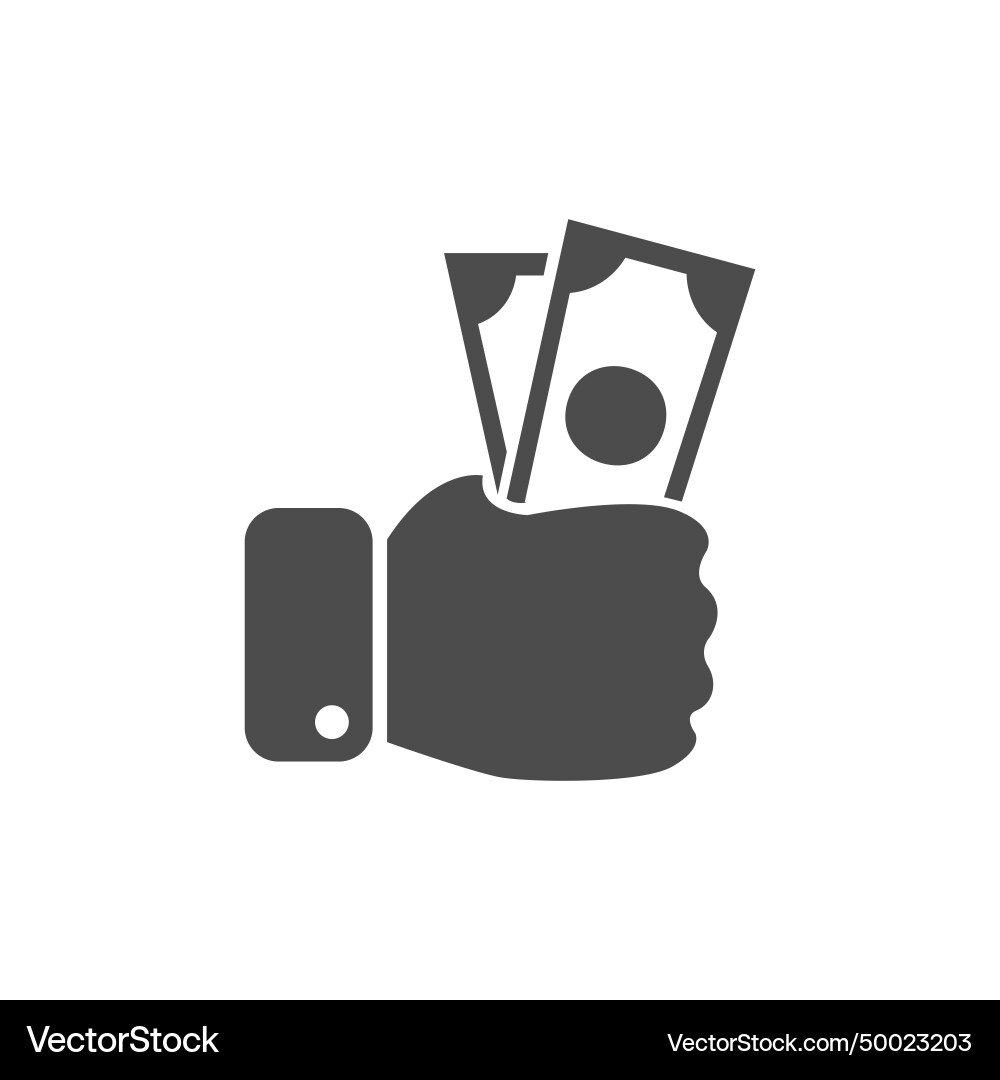 Money In Hand Glyph Icon Royalty Free Vector Image