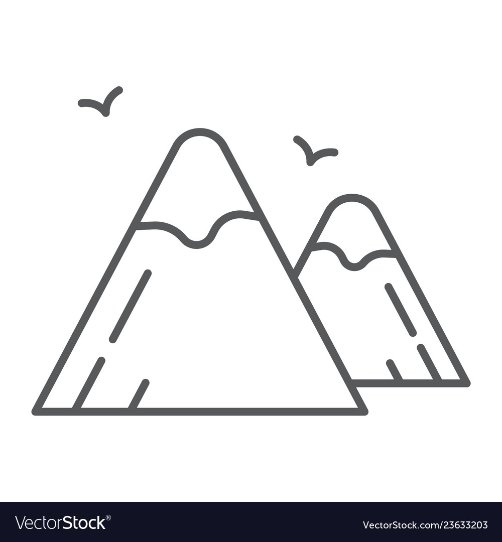 Mountains thin line icon nature and landscape