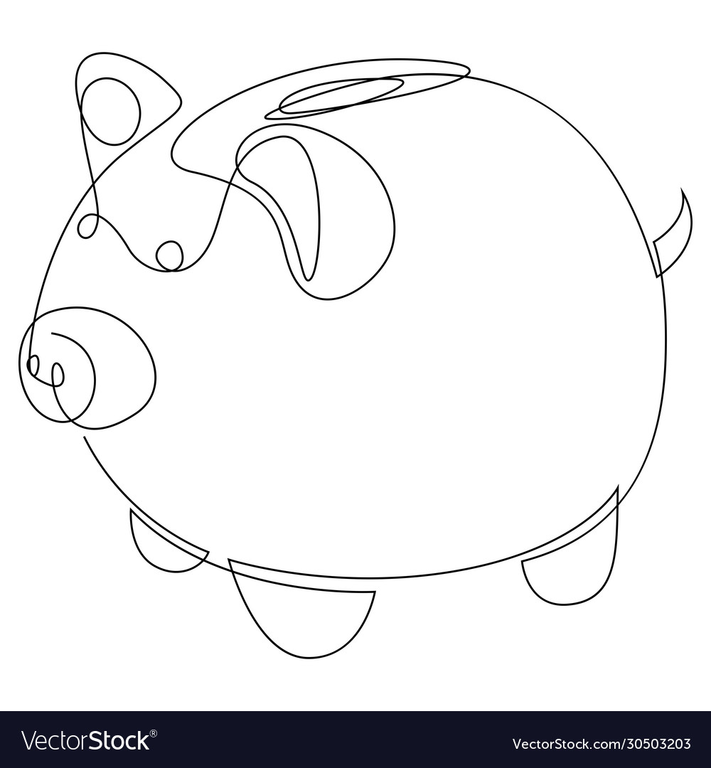 One line ceramic pig minimal style simple Vector Image