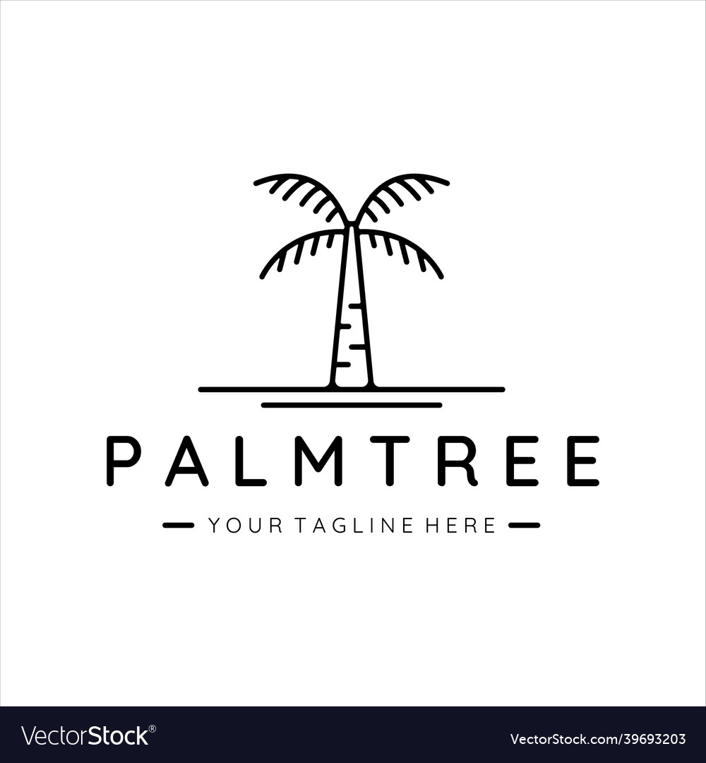 Palm or coconut tree logo line art template icon