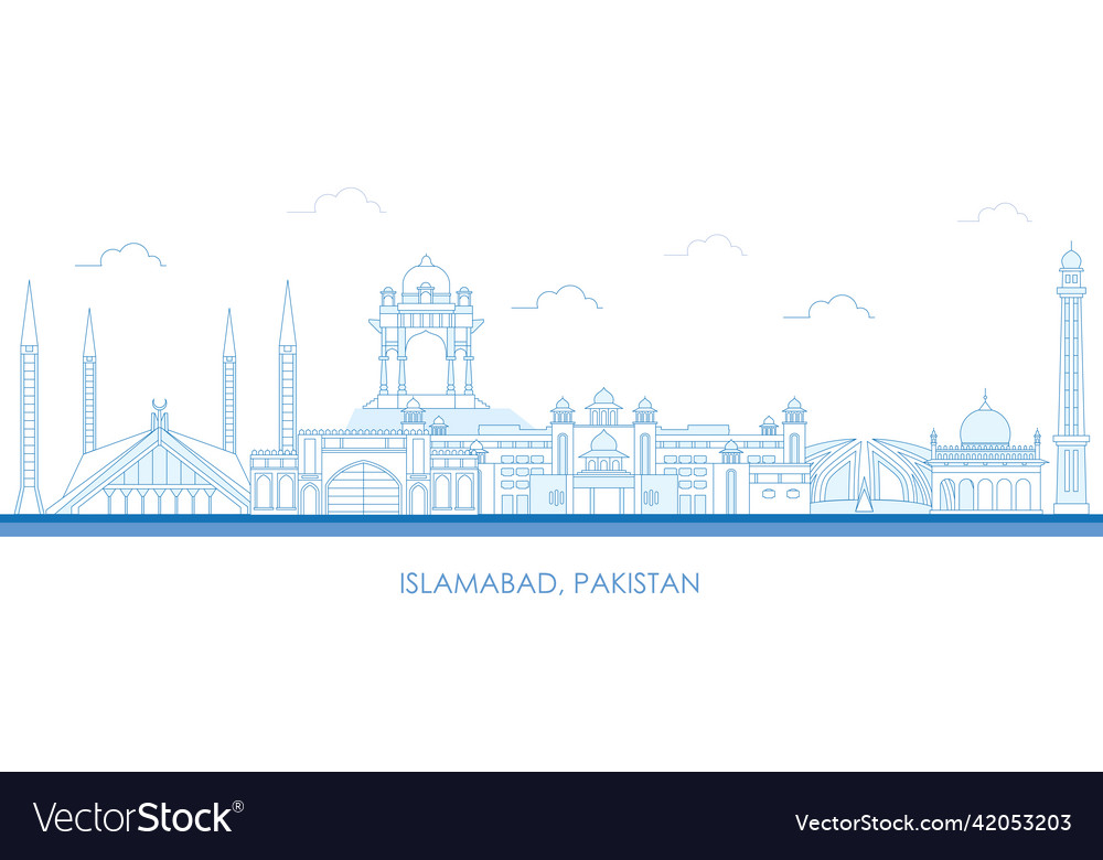 Skyline Panorama Of City Of Islamabad Pakistan Vector Image