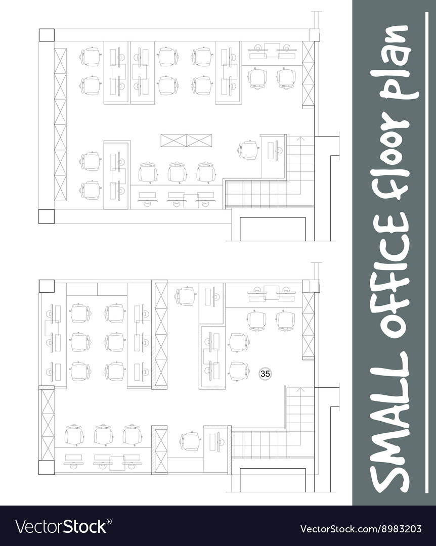 Standard office furniture symbols on floor plans