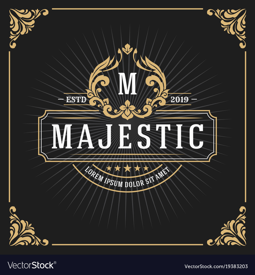 Vintage Luxury Monogram Banner Template Design Vector Image
