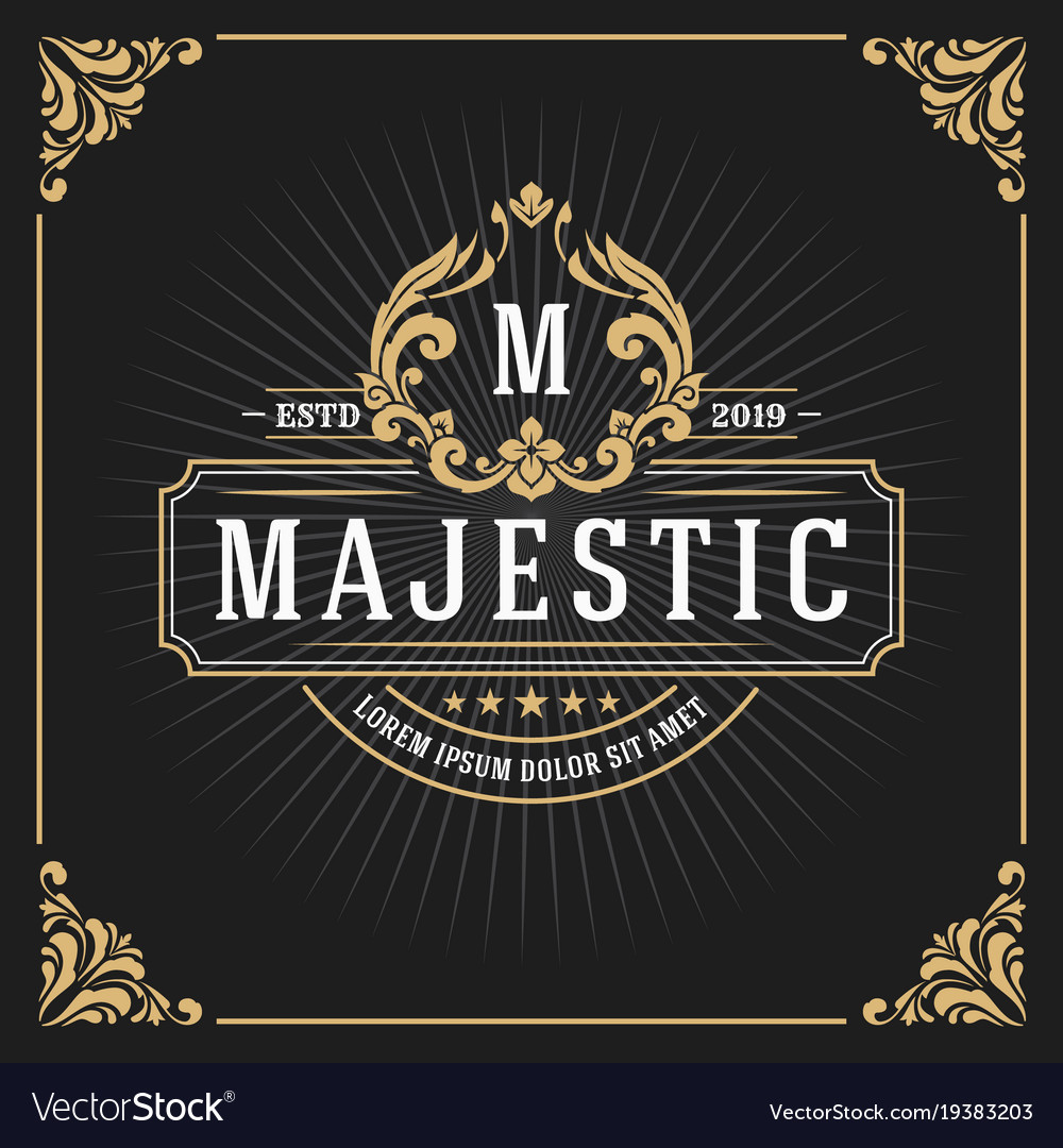 Vintage luxury monogram banner template design