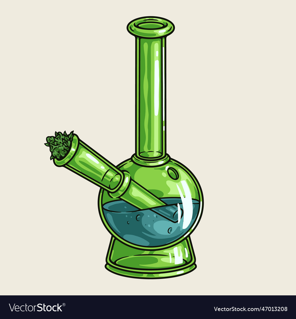 Cannabis Hookah Detailed Sticker Colorful Vector Image