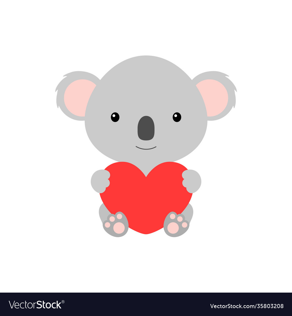 Cute funny koala with heart on white background Vector Image