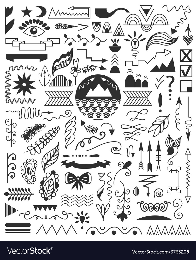 Hand drawn style design elements Royalty Free Vector Image