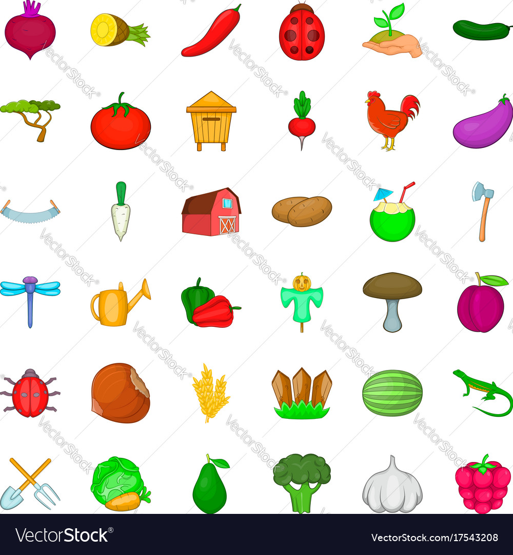 Pumpkin icons set cartoon style Royalty Free Vector Image