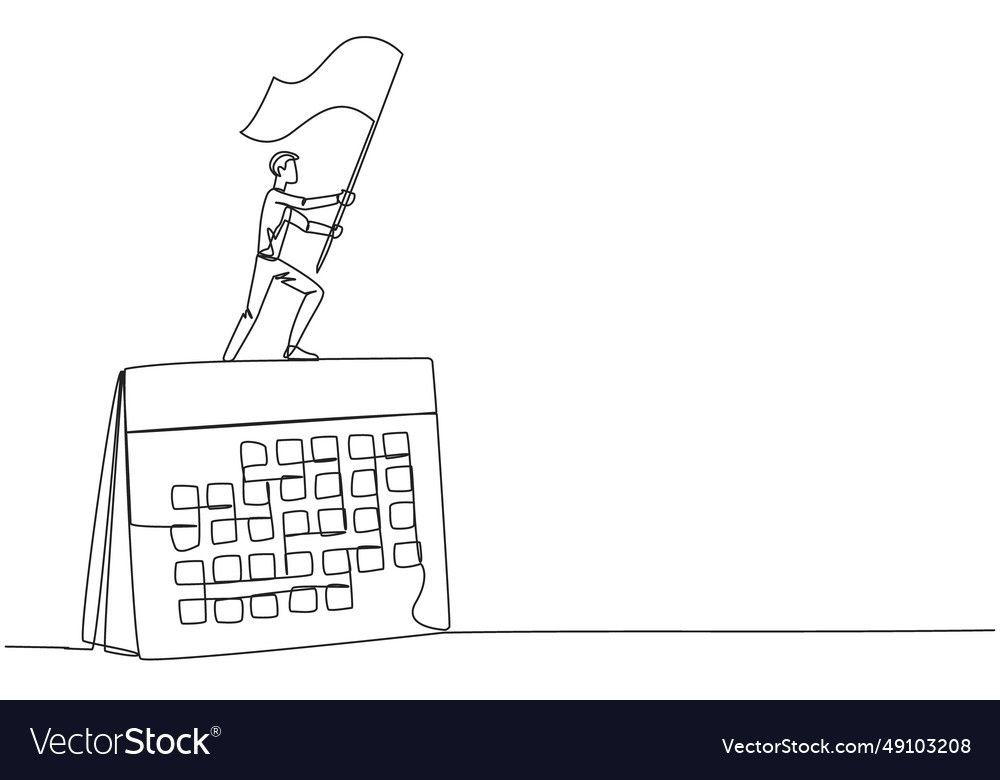 Single one line drawing of businessman standing