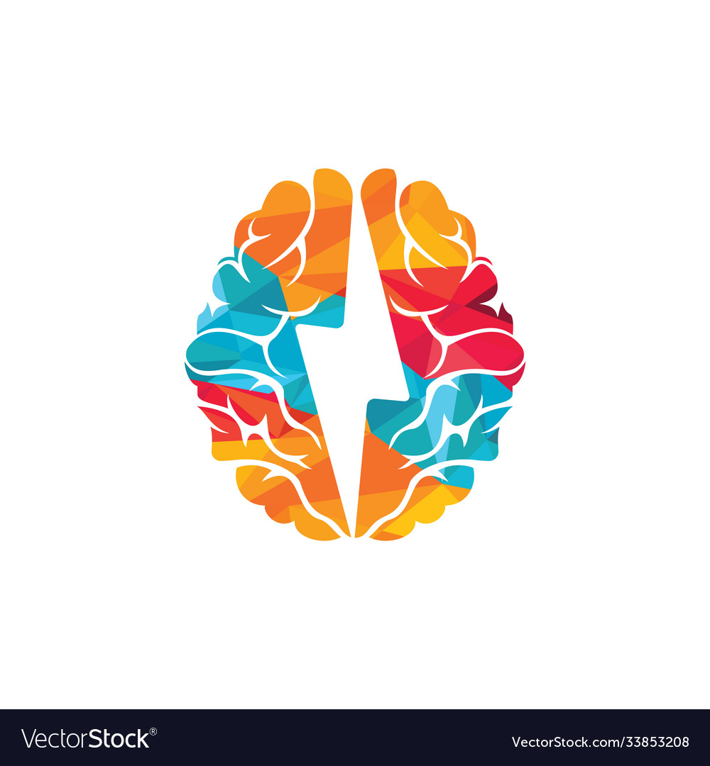 Thunder brain logo design Royalty Free Vector Image