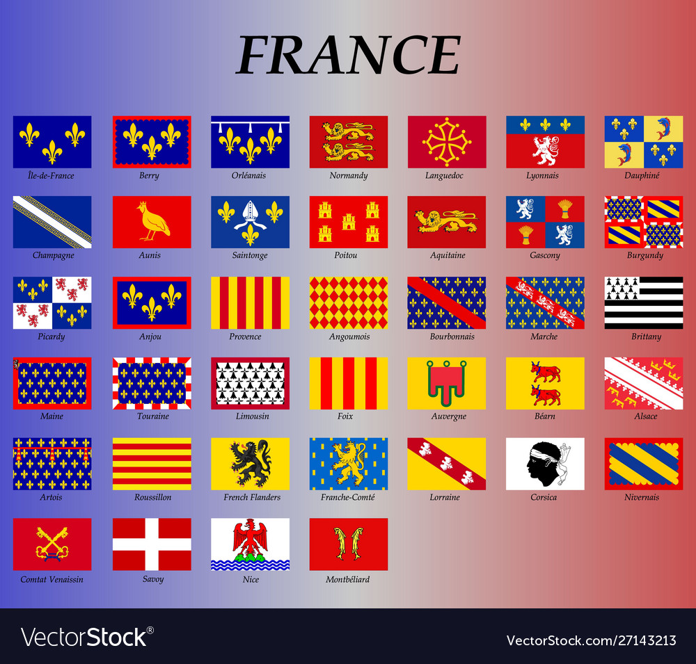 All flags france regions Royalty Free Vector Image