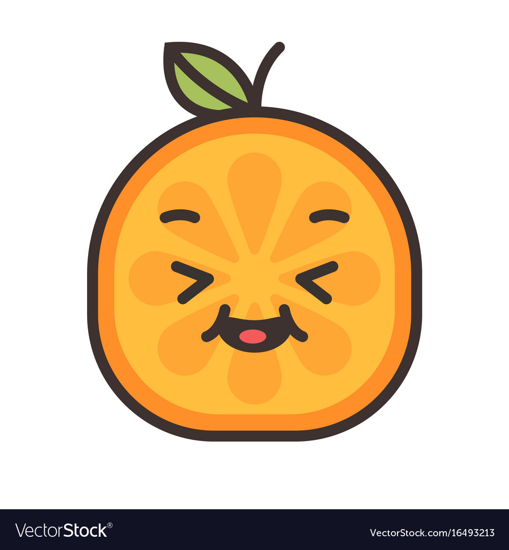 Emoji - enjoy orange with happy smile isolated Vector Image