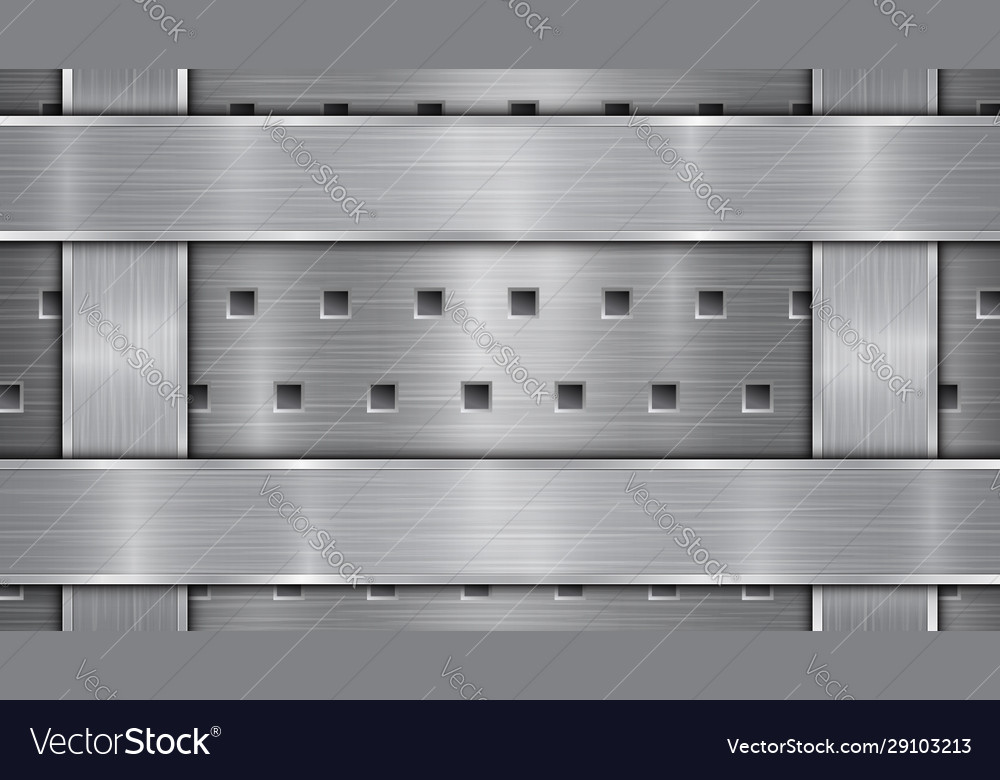 Metal background with holes and four polished