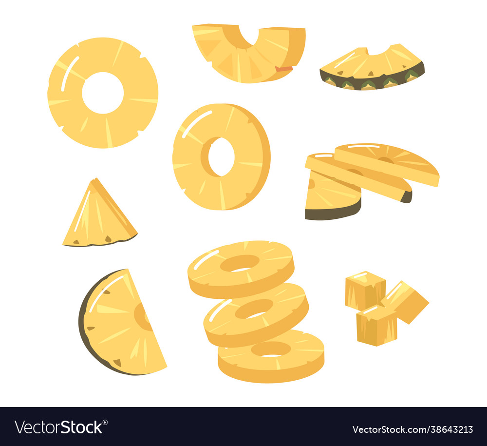 Ananas rund und dreieckige Scheiben frisch