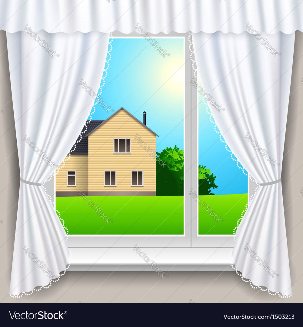Spring window house Royalty Free Vector Image - VectorStock