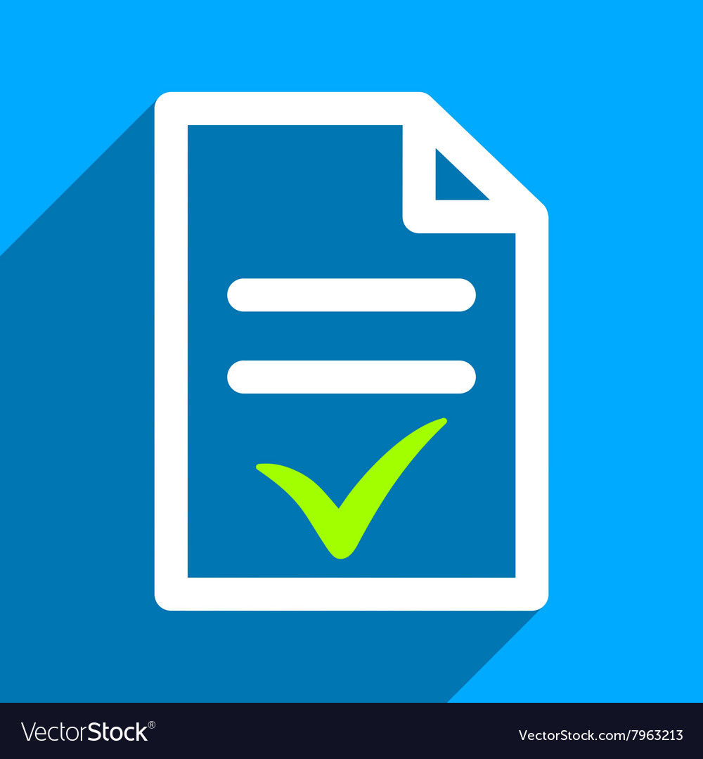 Valid document flat square icon with long shadow