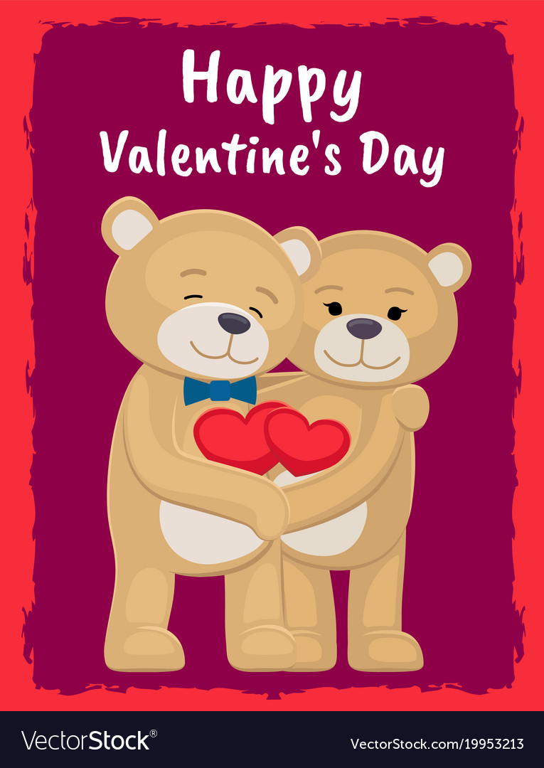 You and me poster with bears lovers holding hearts