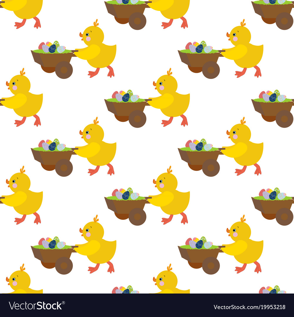 Easter chicken seamless pattern