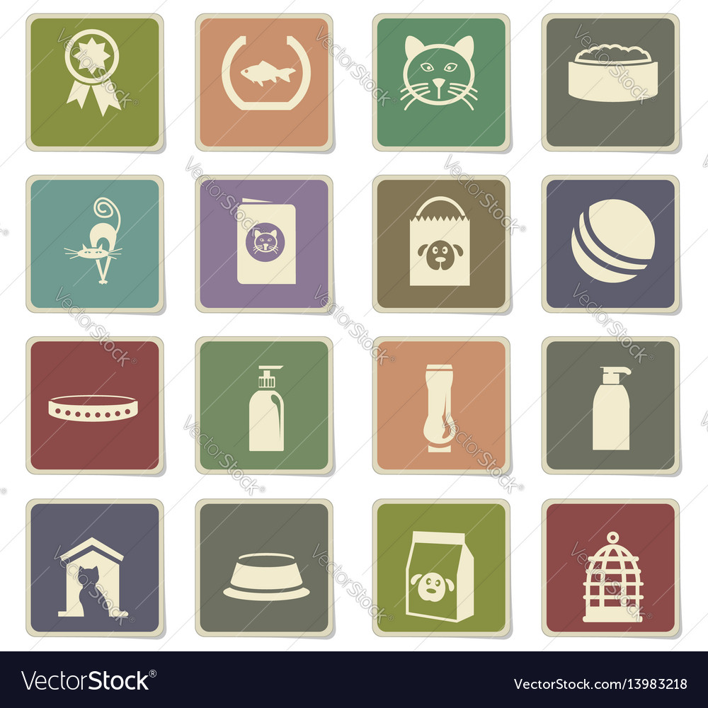 Goods for pets icon set